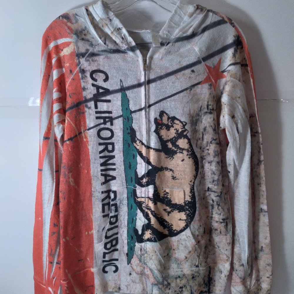 Passion I California Republic Print Sweater Multicolor Full Zip Casual.